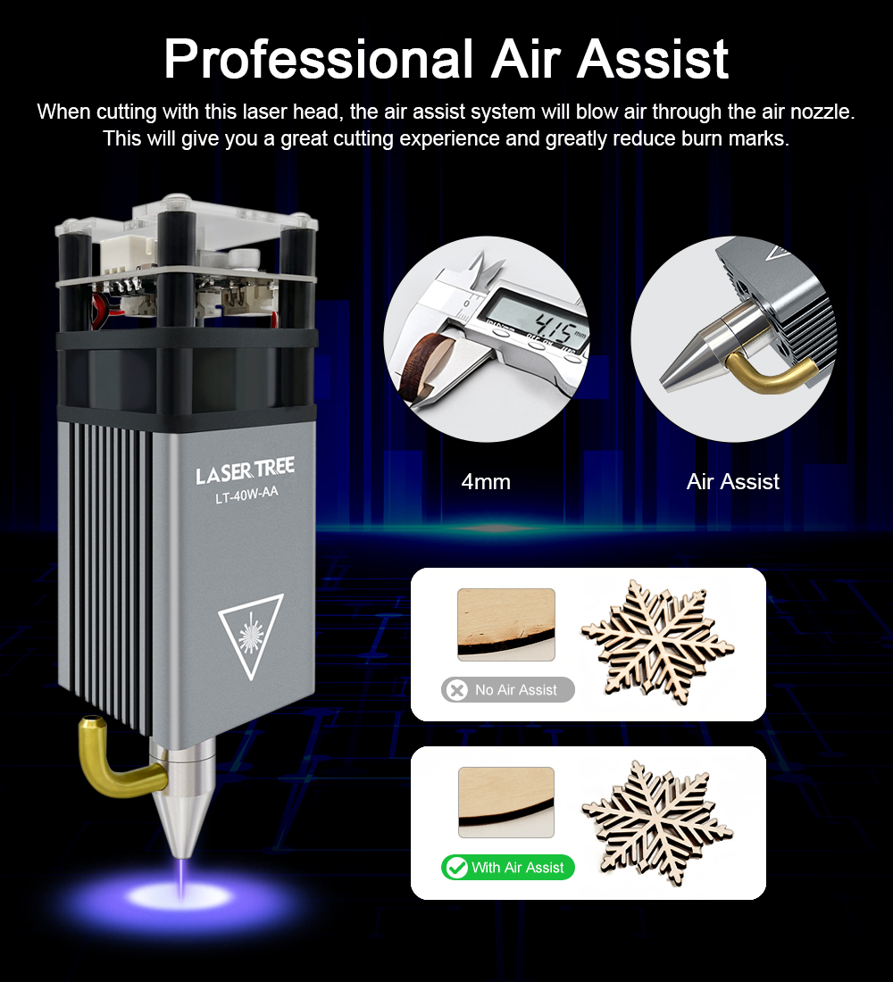 LASER TREE Laser Module 4W 5W  - Metal Laser Cutter Head avaliação e preço