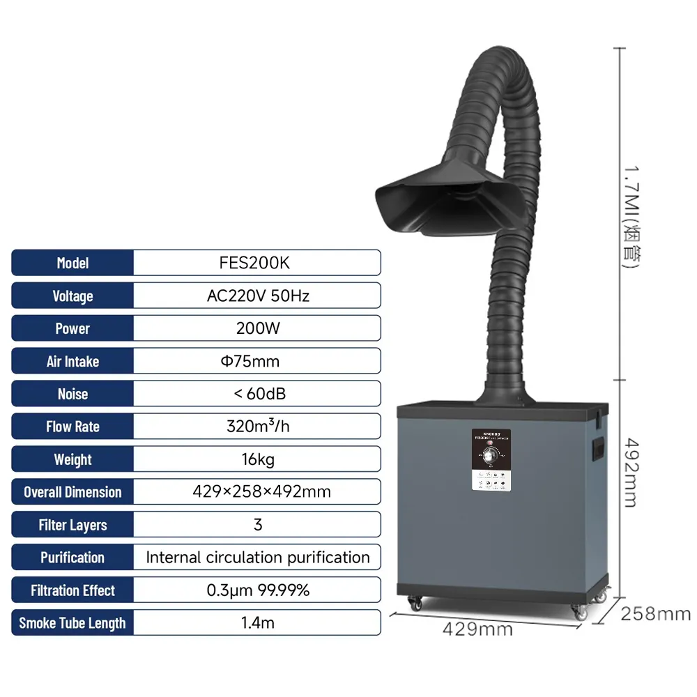KNOKOO 200W Industrial Dust Fi - Industrial Laser Fume Extractor avaliação e preço